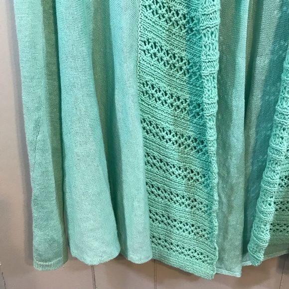 Angel of the North Anthro Linen Blend Green Open Lightweight Cardigan Sweater S - Picture 6 of 9
